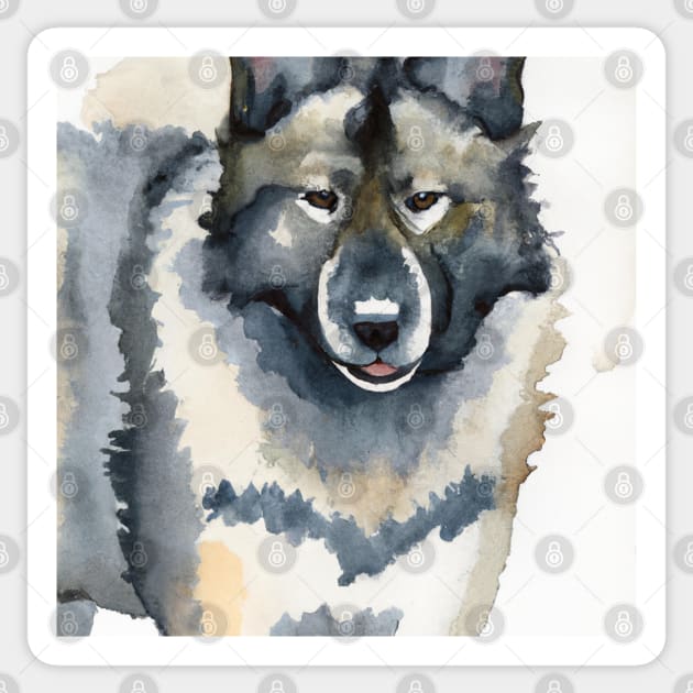Norwegian Elkhound Watercolor - Dog Lover Gifts Sticker by Edd Paint Something
